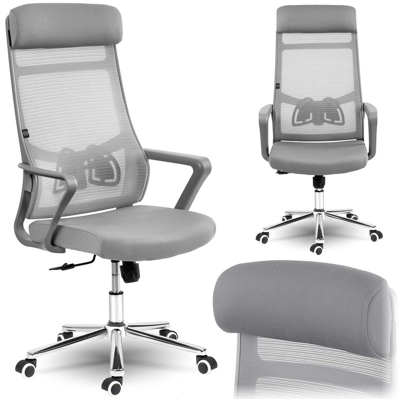 Fotel biurowy obrotowy Sofotel Brema szary ergonomiczny krzesło mikrosiatka 240402