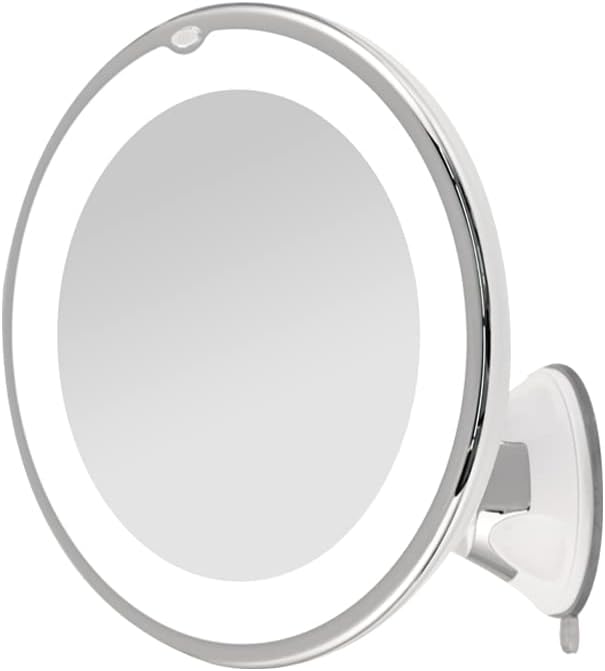 Lustro powiększające 10x z oświetleniem, diodą LED i przyssawką blokującą | Obrót o 360°