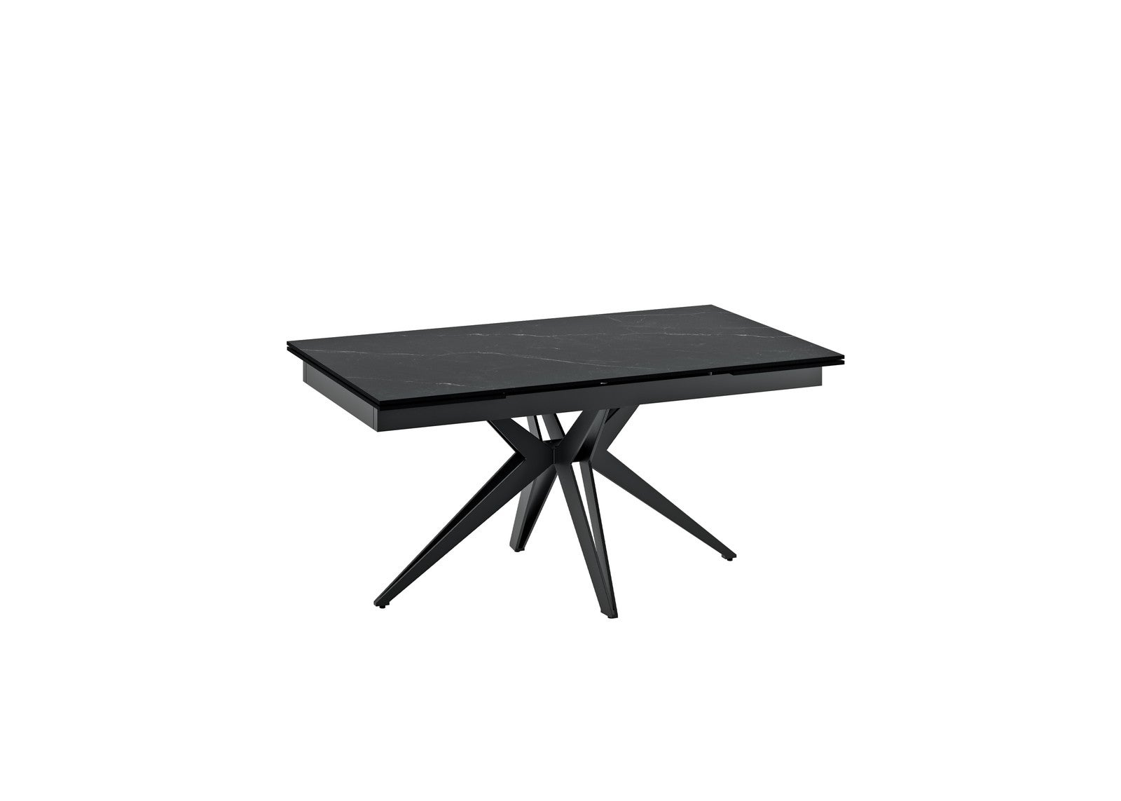 Table extensible noir mat 90 cm x 160-240 cm H. 76 cm