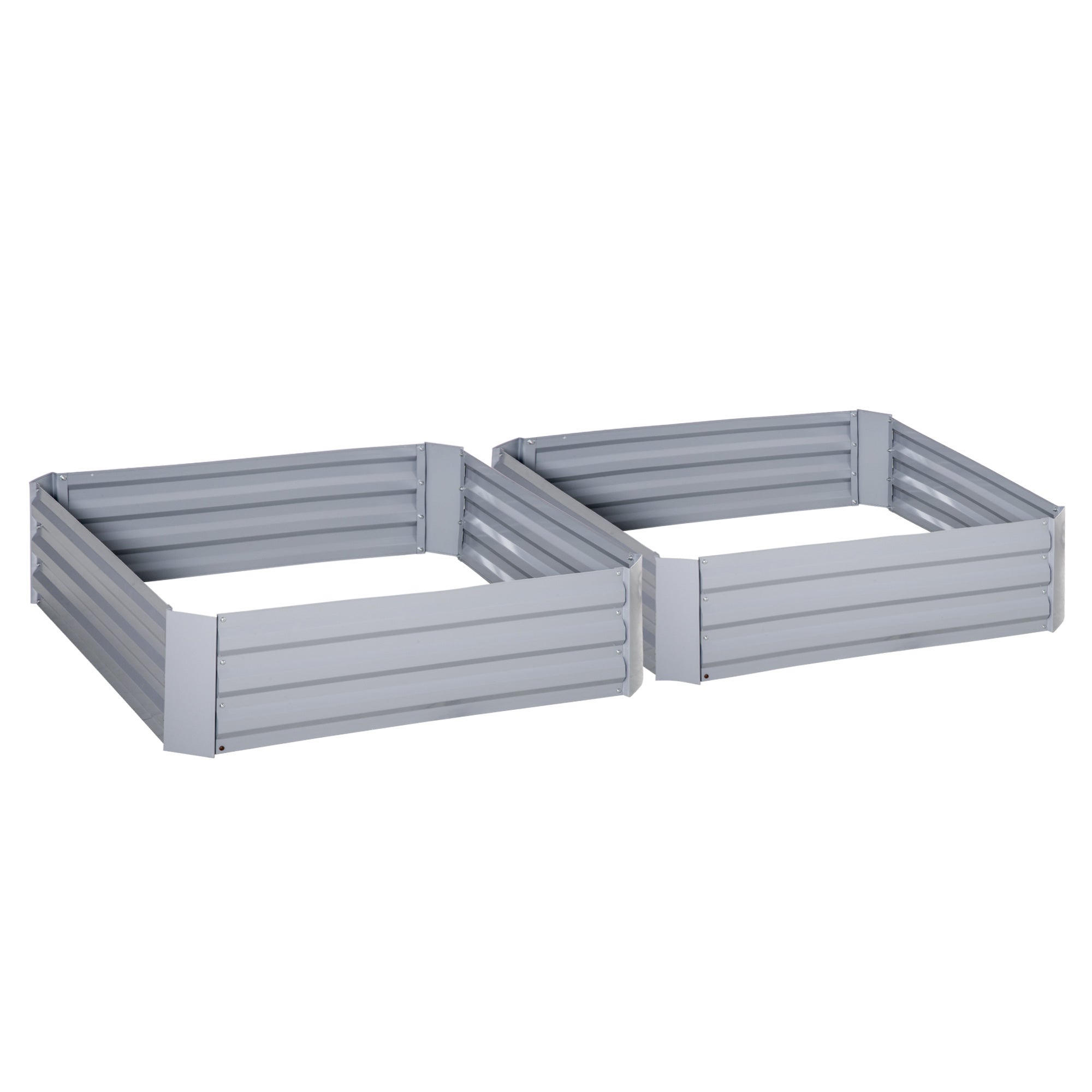 Zestaw z 2 291L Podwyższona grządka ogrodowa, Elevated Galvanised Skrzynka na rośliny do Kwiaty, Herbs, 100x100x30cm, Szary