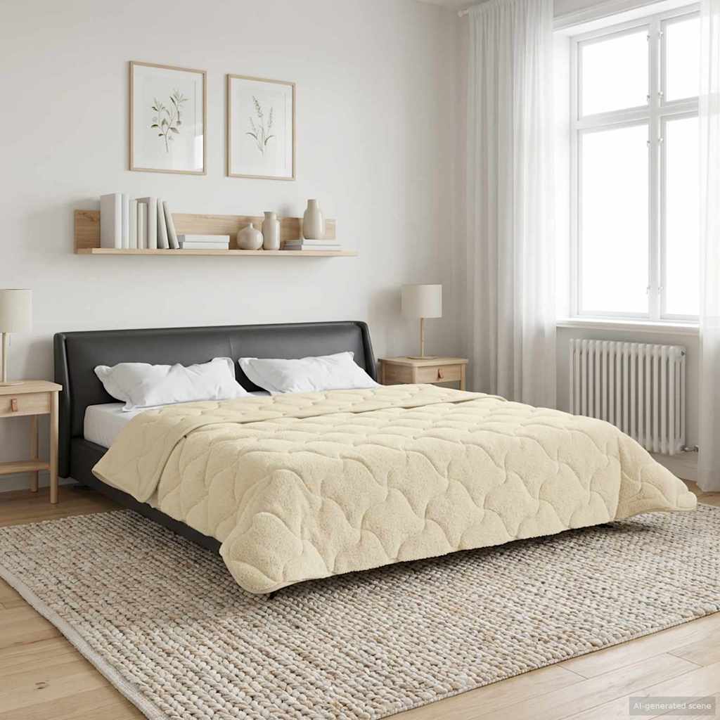 Letni Kołdra Kremowy 240 x 260 cm Mikrofibra i Fleece Teddy vidaXL