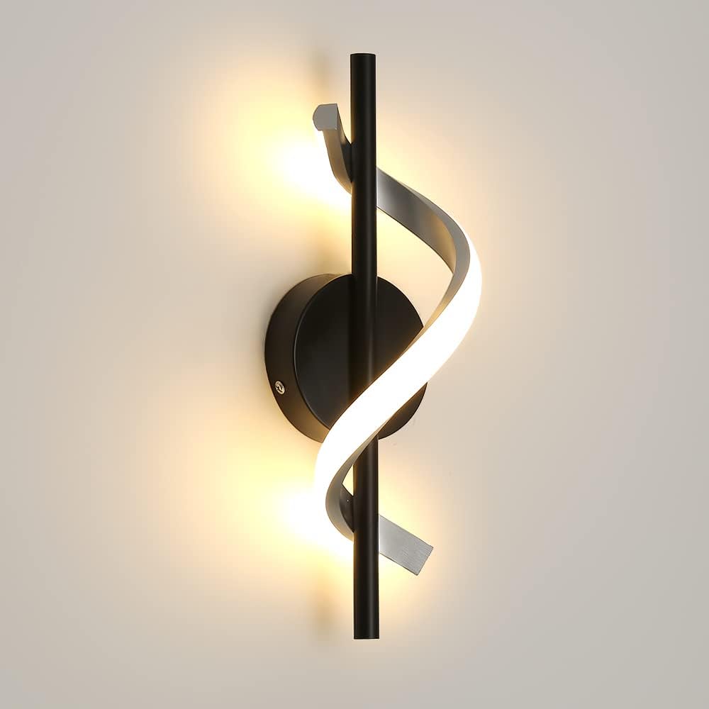Kinkiet LED 12W - Nowoczesne, białe oświetlenie z aluminium - 2700K, minimalistyczny design do salonu, na schody, do biura - czarny