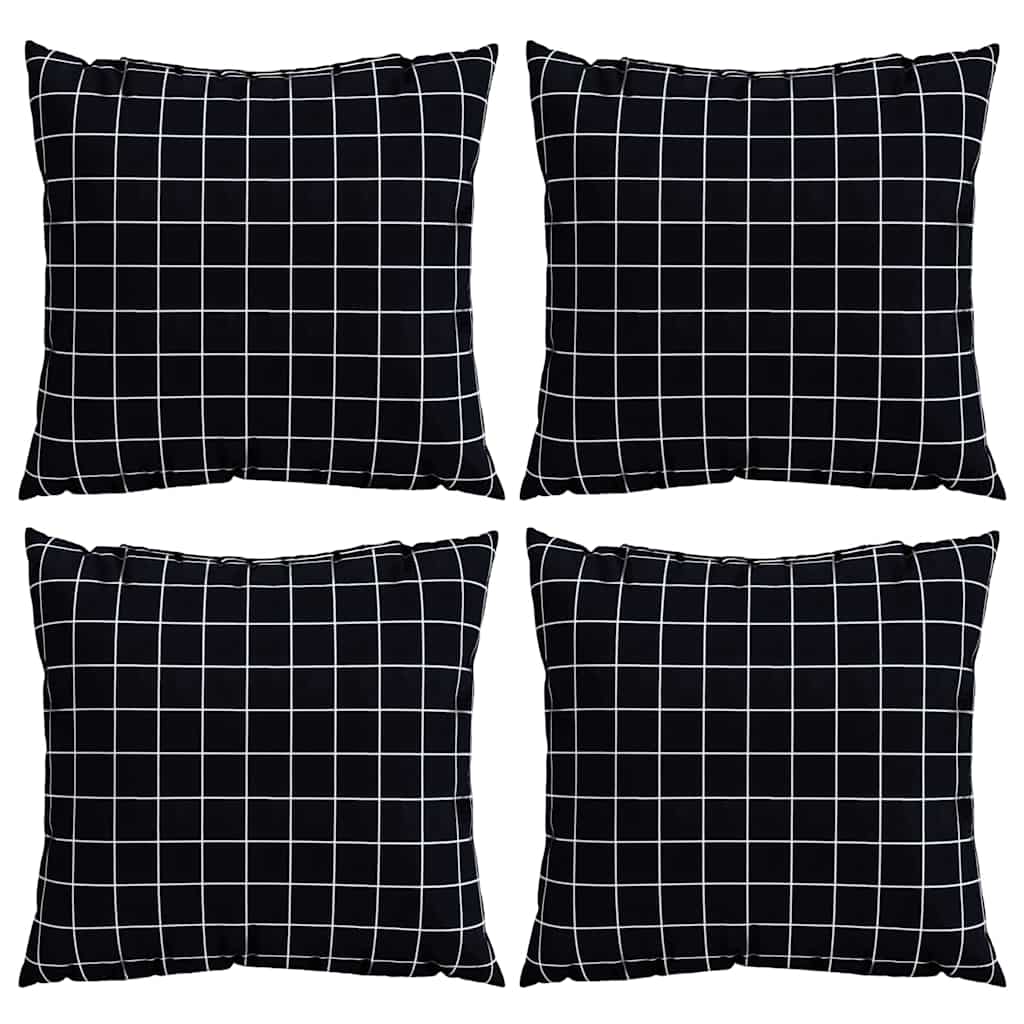 Poduszki rozrzucone Kratka 4 pcs Czarna kratka 50 x 50 cm