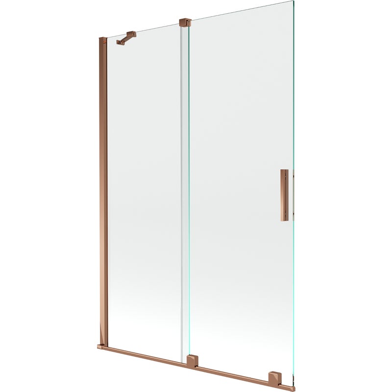 Mexen Velar parawan nawannowy 2-skrzydłowy rozsuwany 120 x 150 cm, transparent, różowe złoto - 896-120-000-01-60