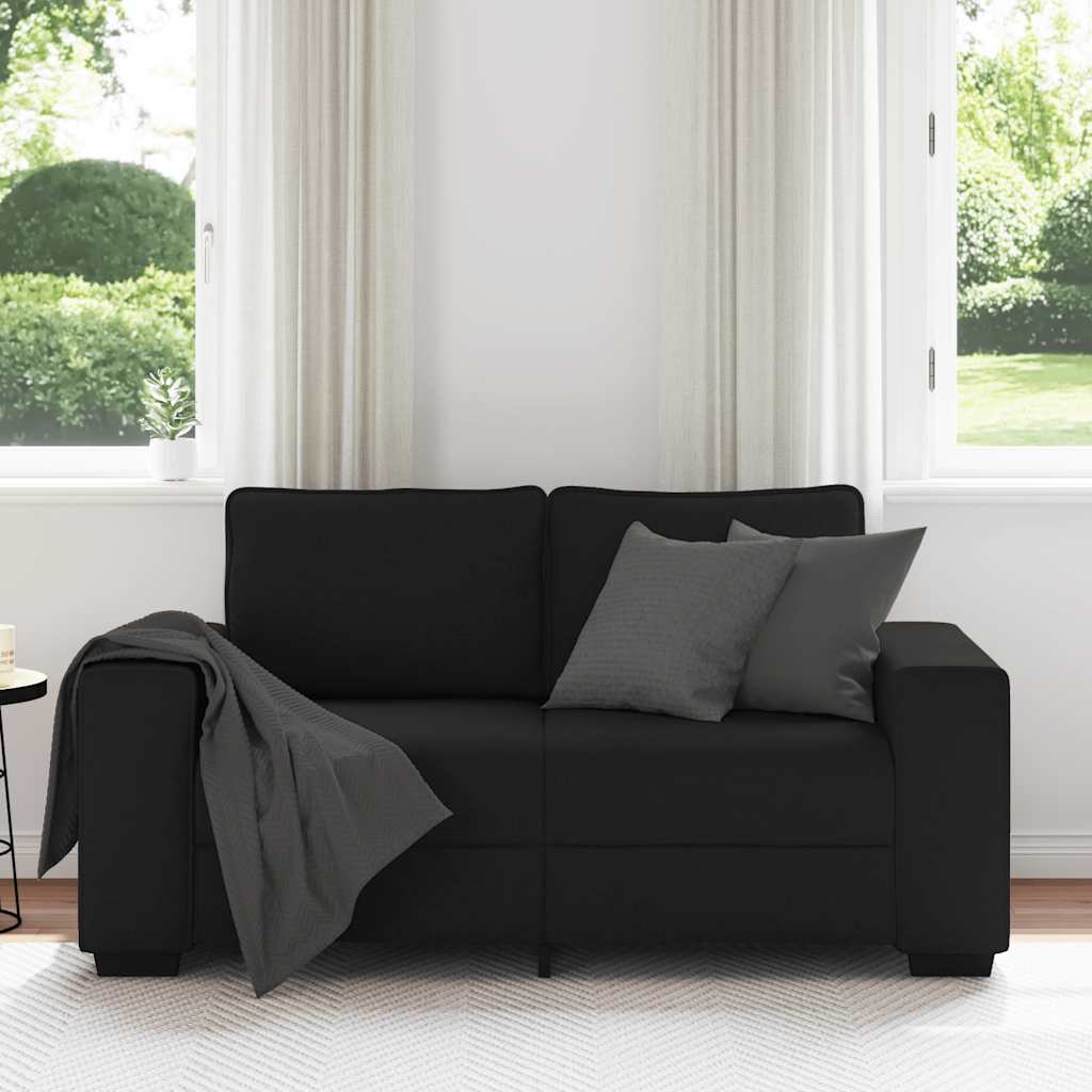 Sofa 2-osobowa Czarna 160x77x82 cm Tkanina