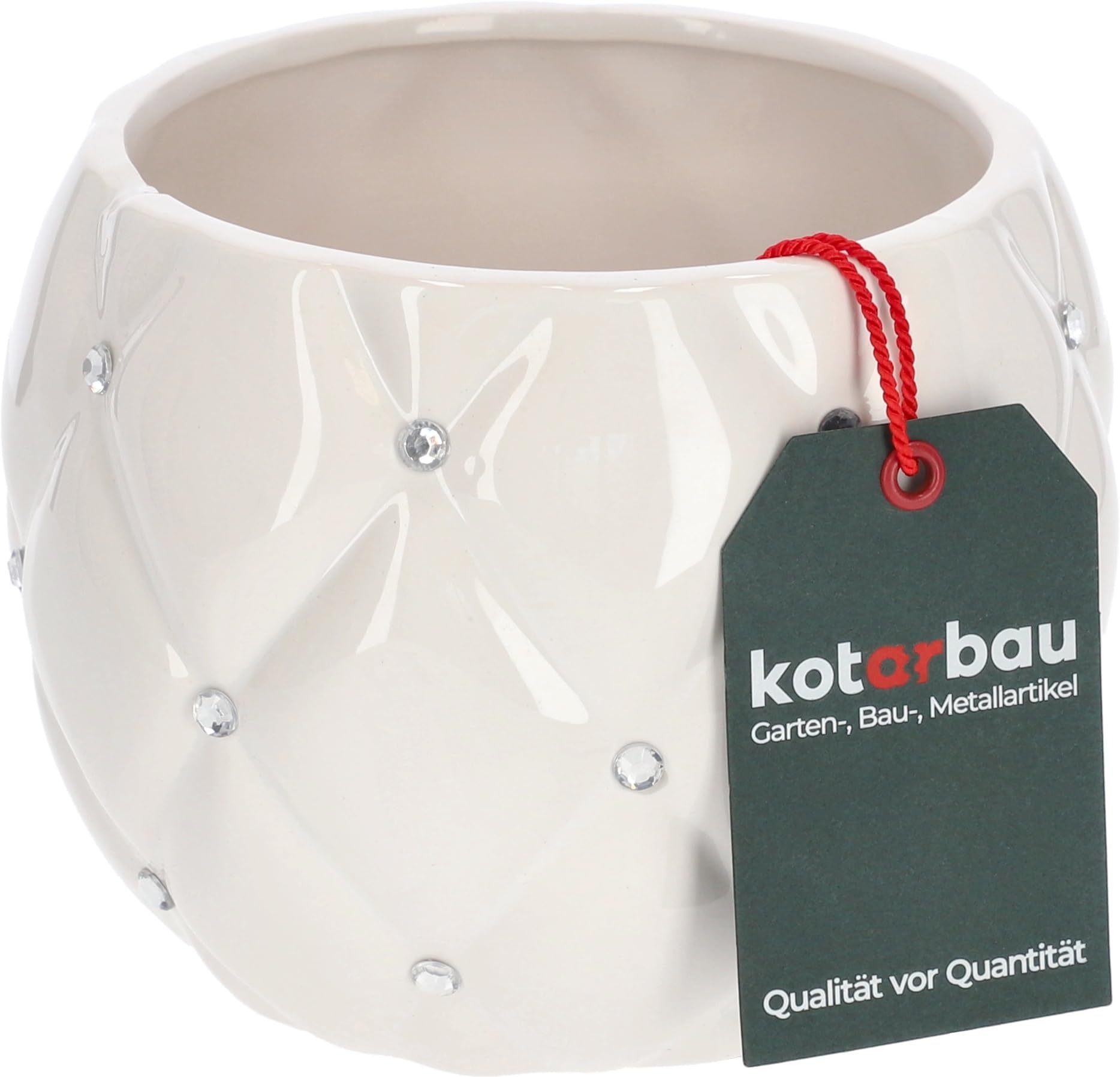 Doniczka donica osłonka glamour ceramiczna biała - KOTARBAU