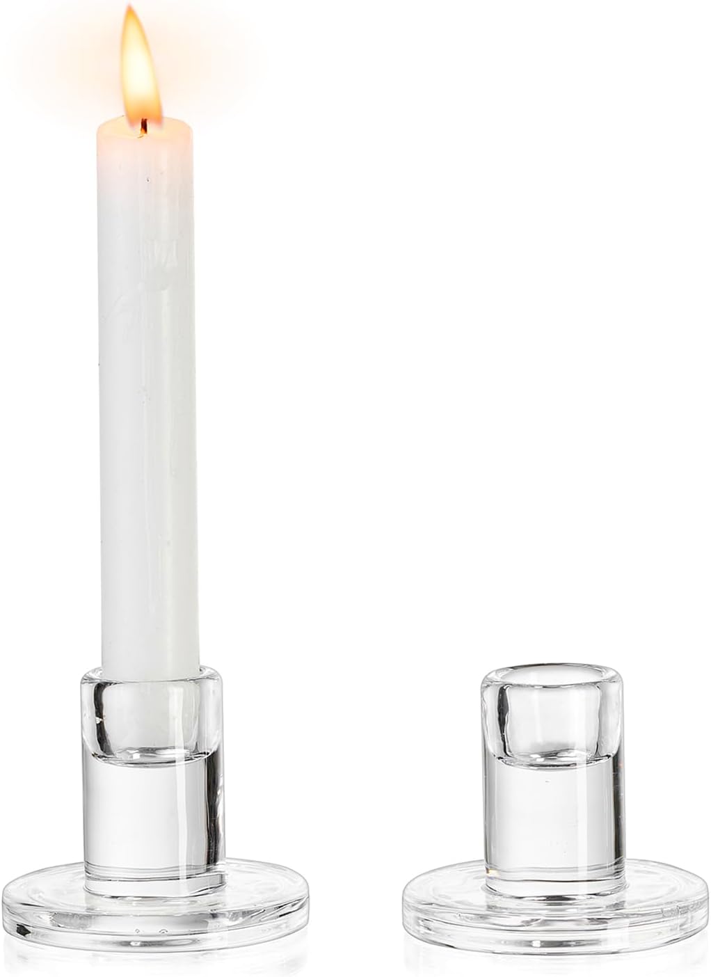 Zestaw 2 przezroczystych kryształowych świeczników na stożkowe świeczki typu tealight, ozdoby na środek stołu weselnego, dekoracja kolacji wigilijnej