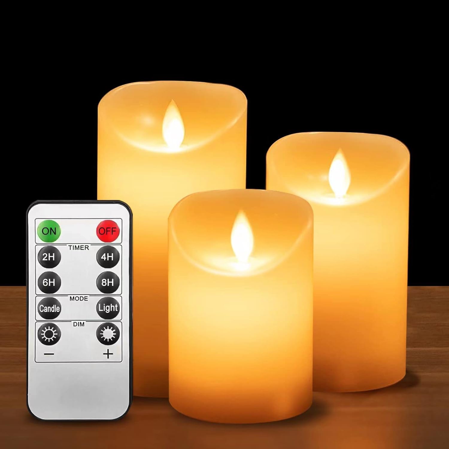 Świece LED, migocząca świeca LED z realistycznym migoczącym płomieniem, zestaw 3 sztuk (10 cm, 12,5 cm, 15 cm), dekoracja na Halloween