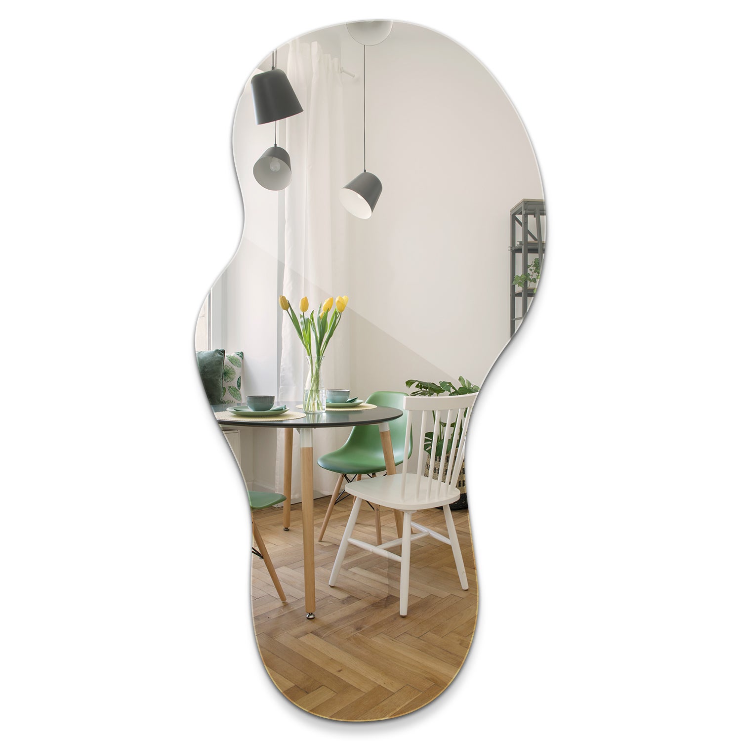 Lustro ścienne wiszące o organicznej, nieregularnej formie - unikalny, nowoczesny design premium - Kształt Naturalny 40x80cm - Tulup