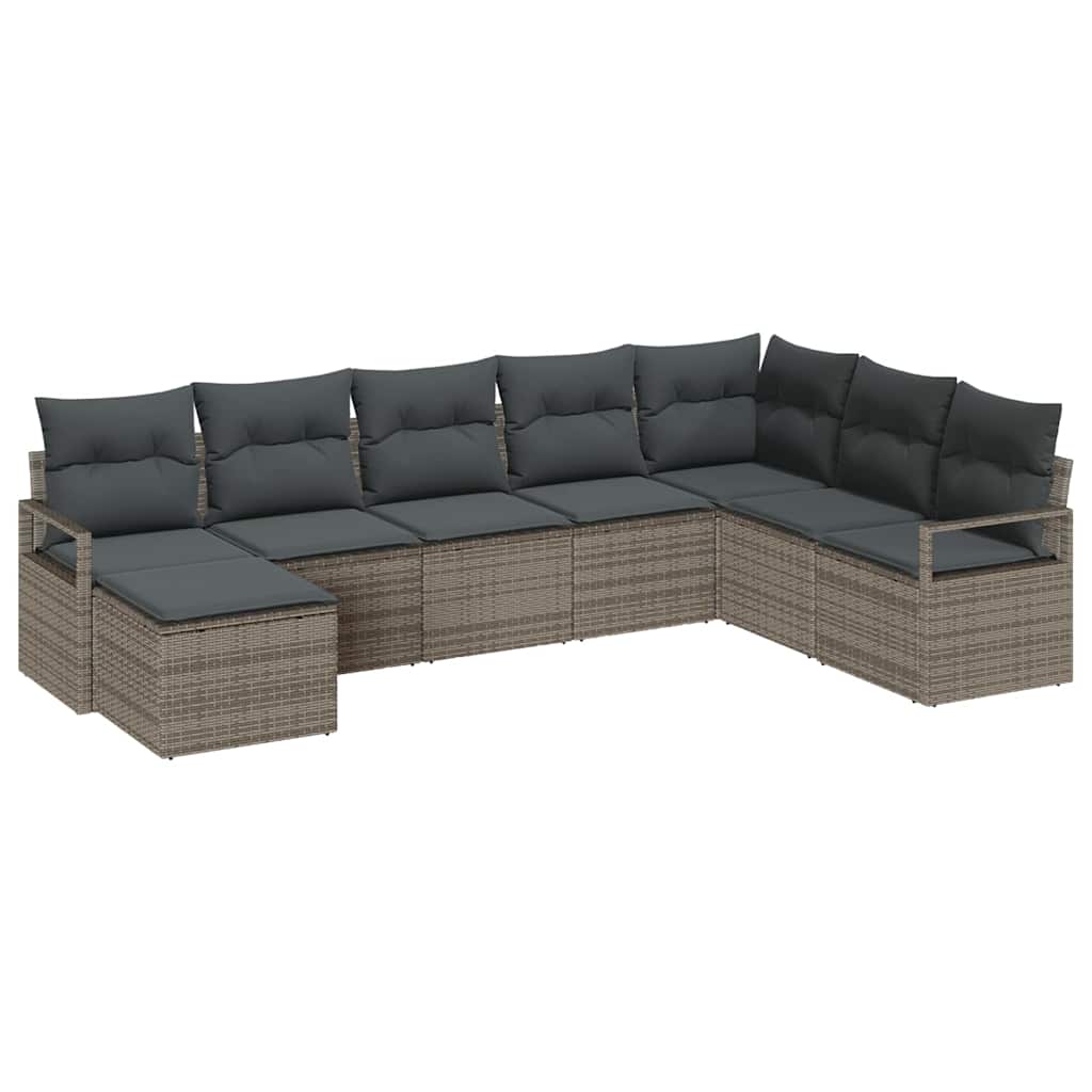 Zestaw Sof z poduszką z przechowywaniem 8 pcs Szary polirattan