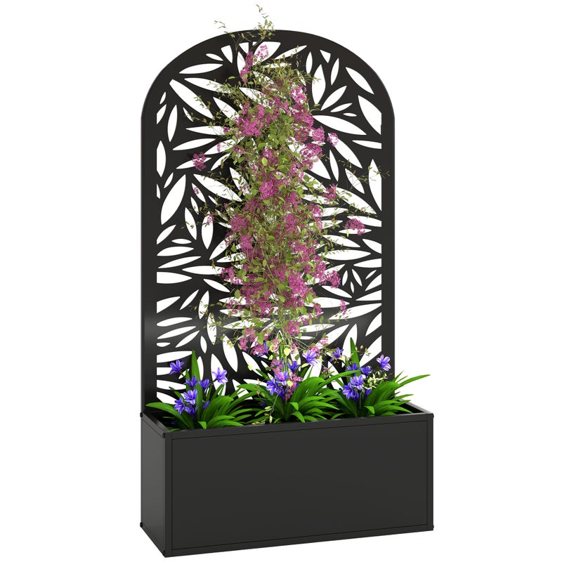 Metal Arch Trellis Donica do Wspinaczkowy Rośliny z Drenaż Otwory, 61x23x113 cm, Czarny