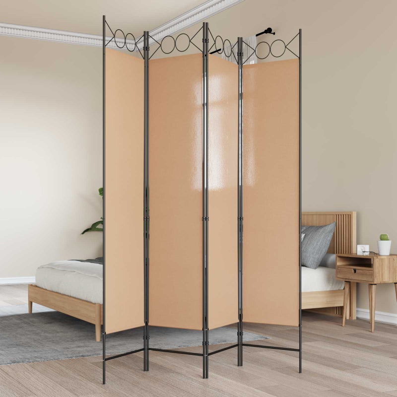 4-panelowy parawan Beżowy 160 x 200 cm tkanina vidaXL