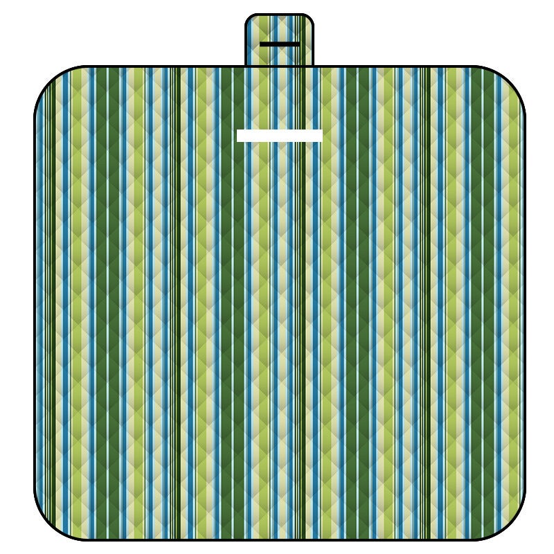 Mata piknikowa 150 x 200 cm (zielone paski) – wodoodporna i składana | Idealna na plażę, kemping i do ogrodu