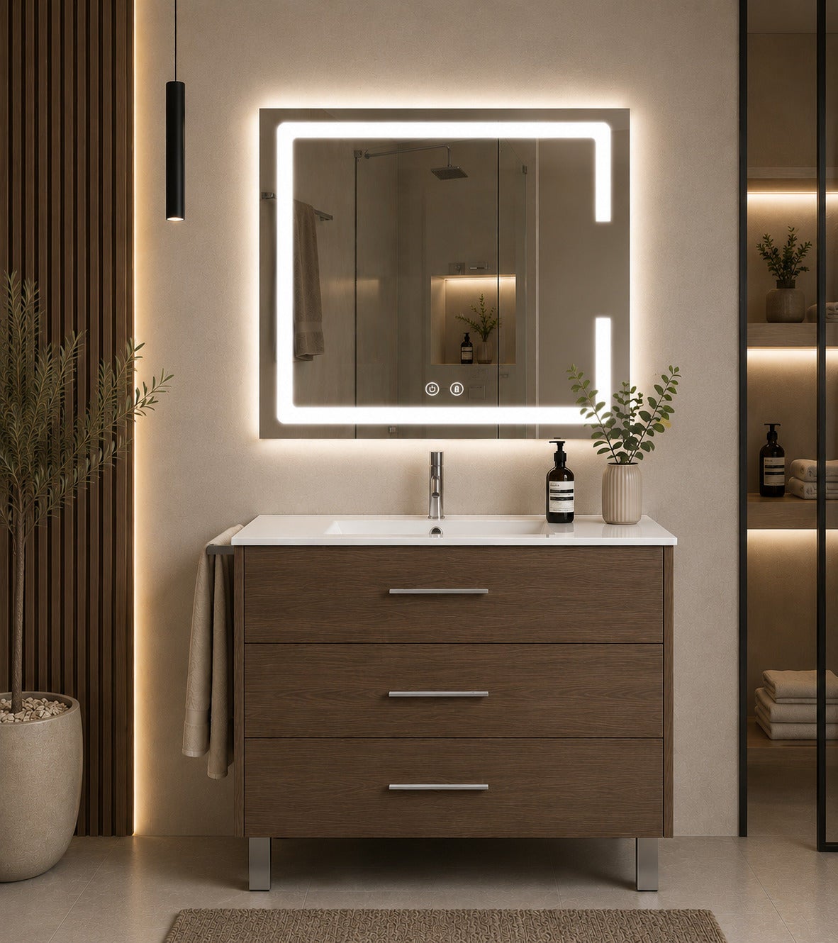 Szafka łazienkowa z umywalką ORIGENBATH RIBERA bez lustra 70x45 cm jesion tea