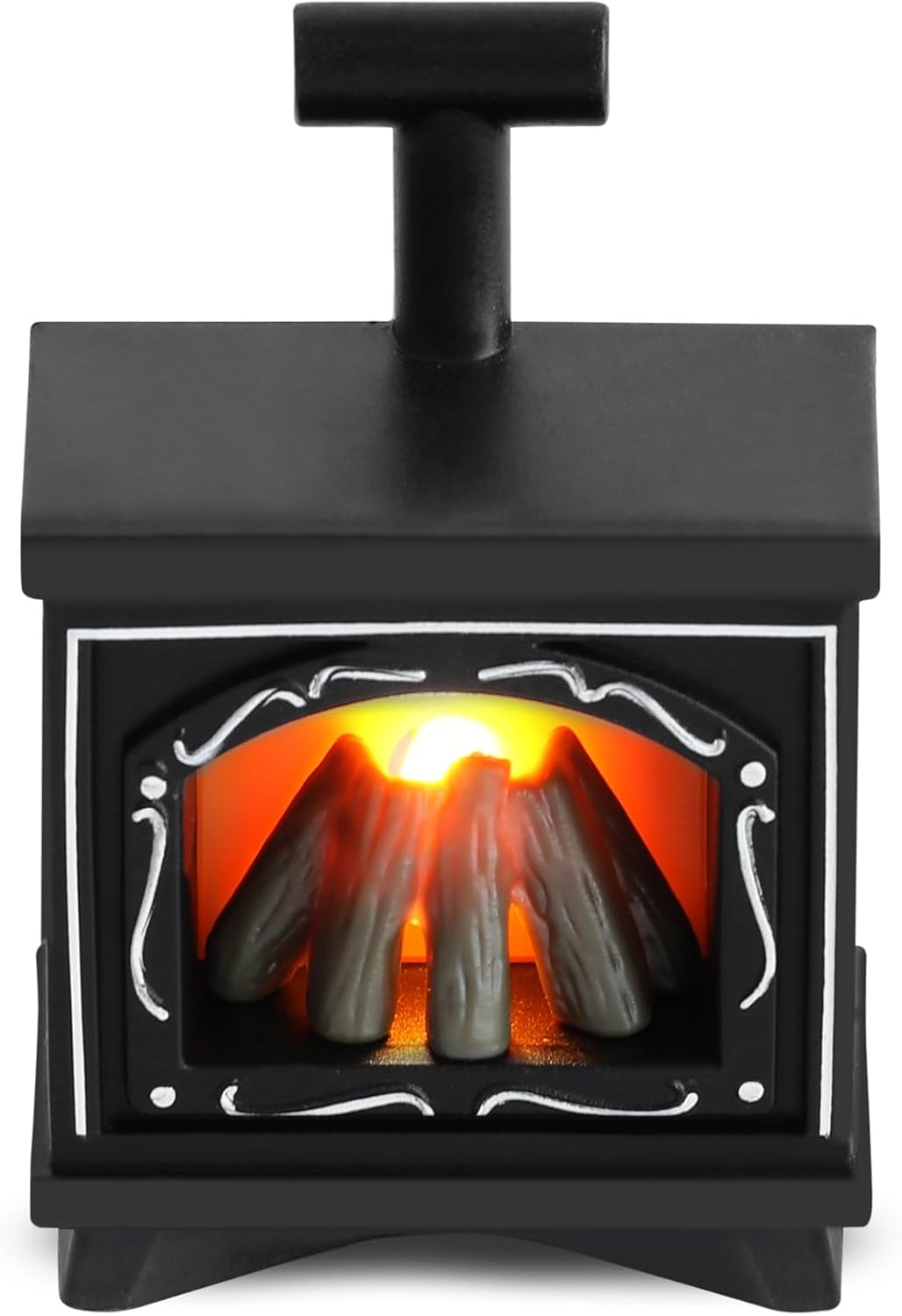 Lampa kominkowa, Miniaturowy kominek, Kominek LED do domku dla lalek, Meble do domku dla lalek, Czarny