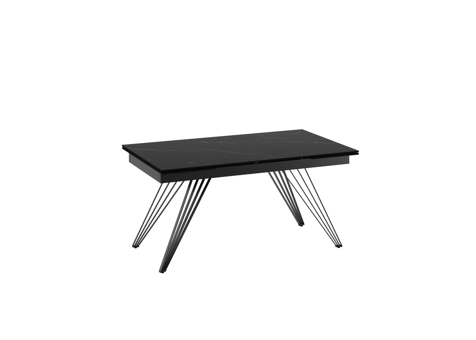 Table extensible noir mat 90 cm x 160-240 cm H. 76 cm
