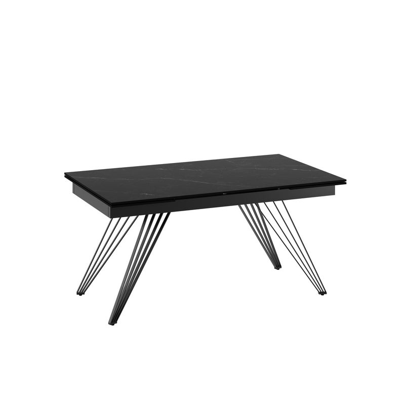 Table extensible noir mat 90 cm x 160-240 cm H. 76 cm