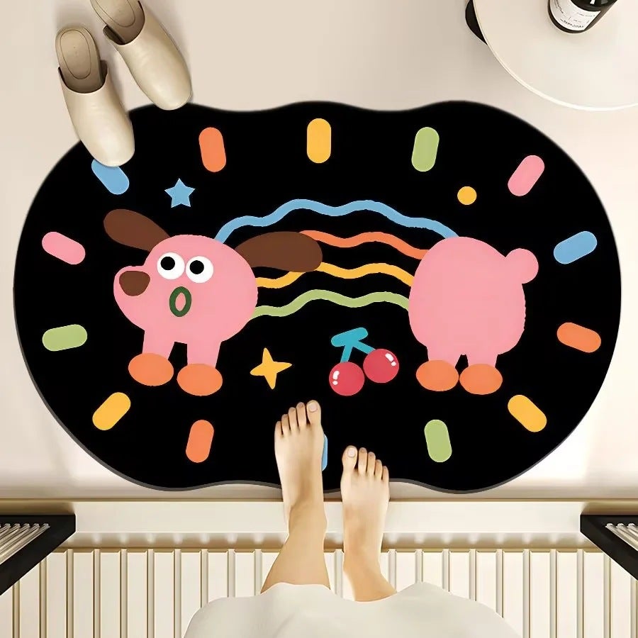 Antypoślizgowy dywanik do łazienki, pochłaniaczka dywanina, tapet do kuchni z urocznym twarzą z bajki, miękki i pralny dywanik do łazienki 40×60 cm