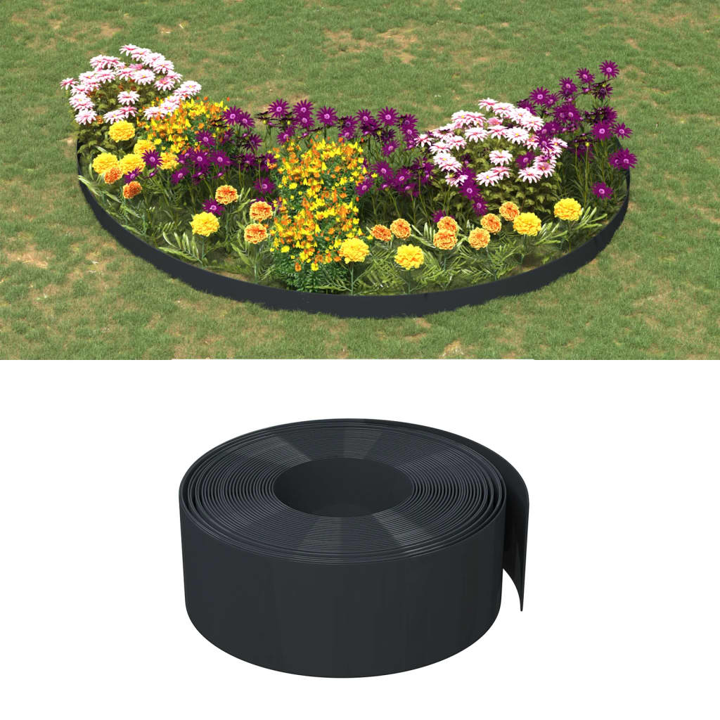 Obrzeża ogrodowe, 5 szt., czarne, 10 m, 20 cm, polietylen vidaXL