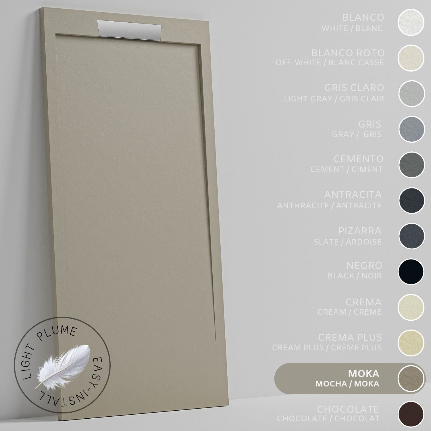 SOULHOME Lekki Brodzik z Żywicy tekstura Łupka – Moka- 90x90- Niski 3cm– Elegancki