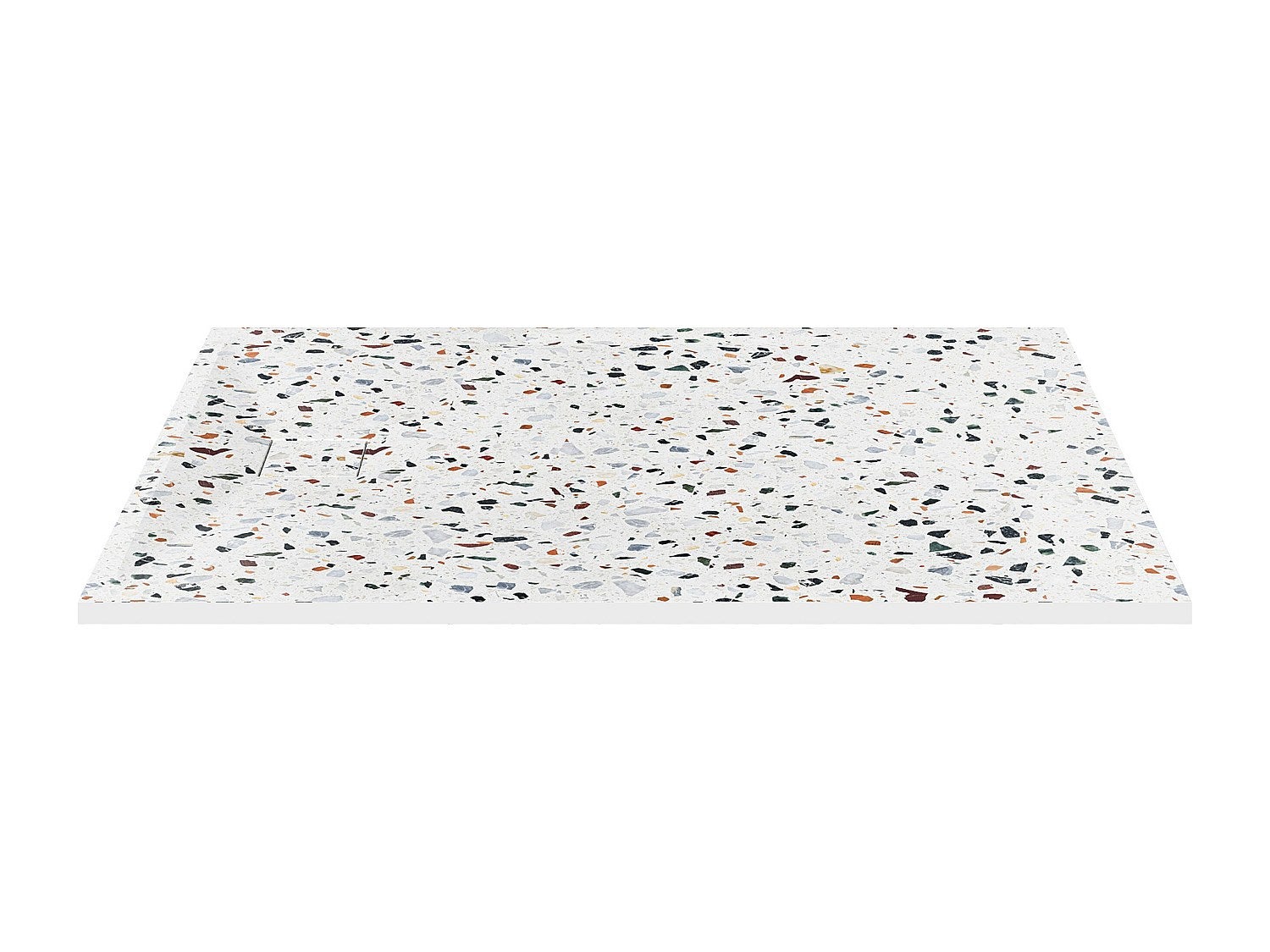 Brodzik do postawienia lub zabudowy, ultrapłaski,z możliwością przycięcia, z żywicy SMC - Efekt białego terrazzo - 120 x 90 cm - MIRNOSA