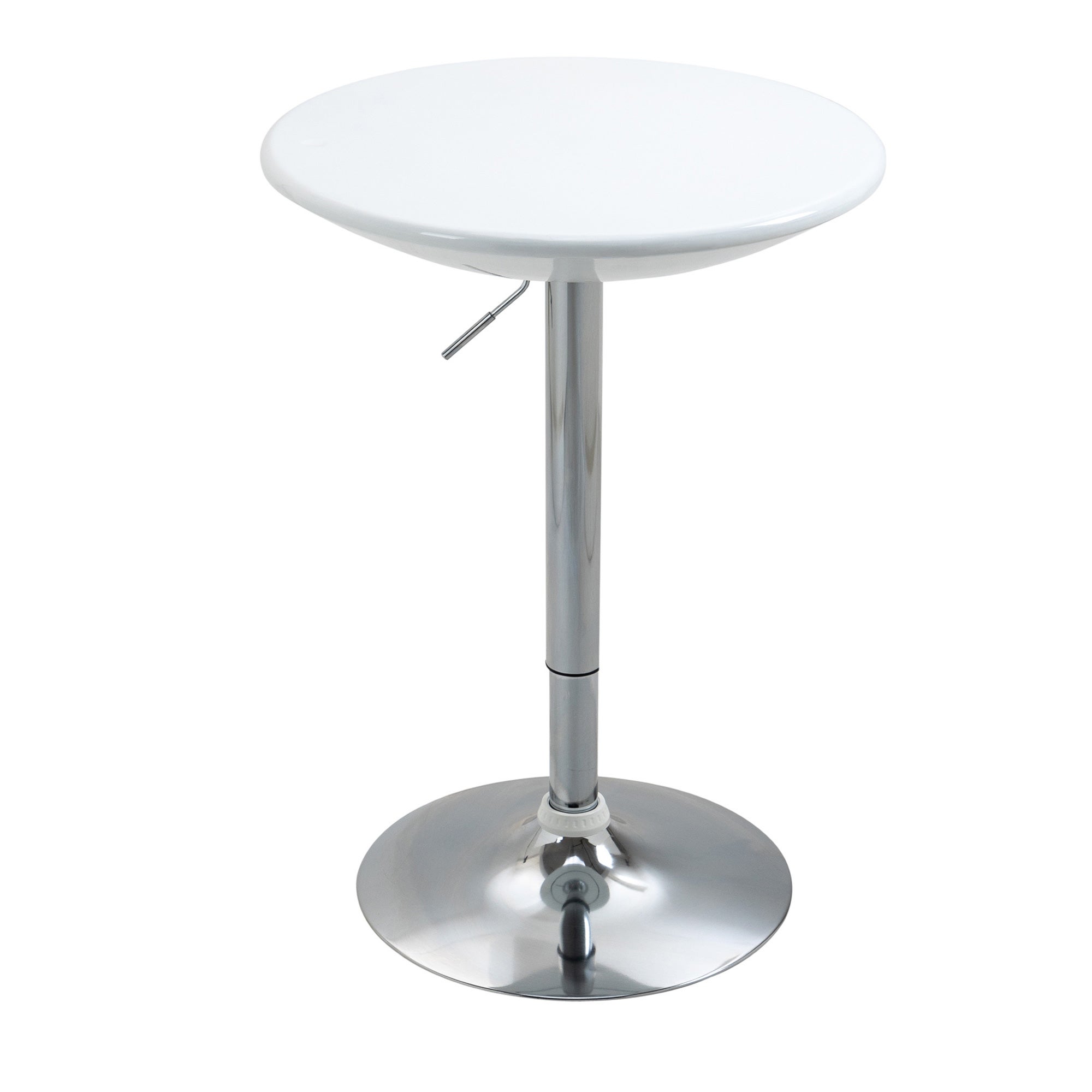 Stół bistro regulowany na wysokość, biały, metalowy, Ø61 cm