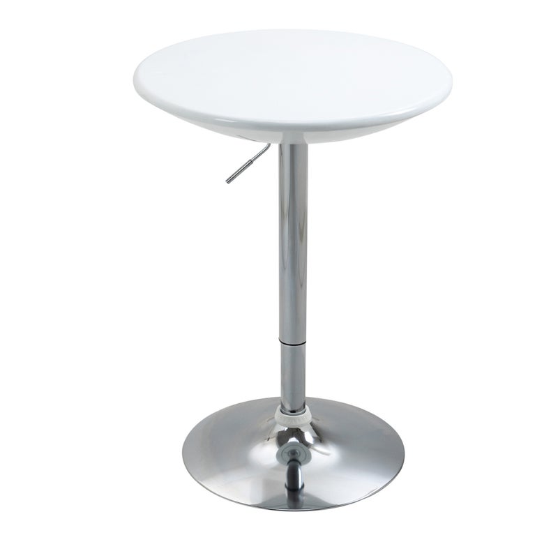 Stół bistro regulowany na wysokość, biały, metalowy, Ø61 cm