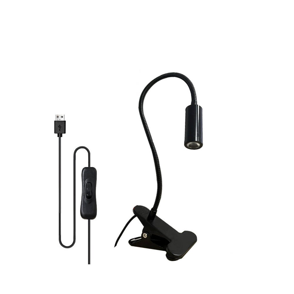 Regulowana lampa do czytania z klipsem USB, aluminiowa lampa biurkowa, ramię obrotowe 360°, światło 4000K, klips odporny na zarysowania, do czytania,