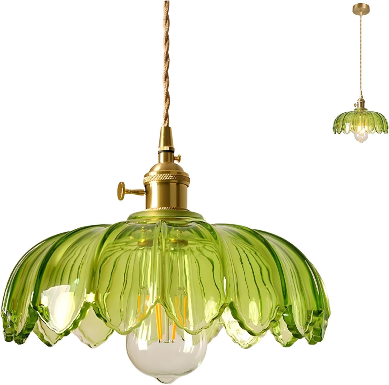 Klosz do lampy wiszącej Lotus Glass, industrialna lampa sufitowa E27 z mosiądzu w stylu vintage, designerska lampa wisząca do kuchni z regulacją wysok