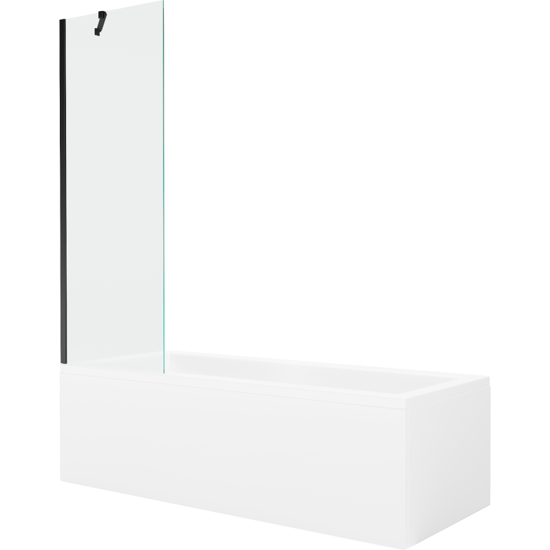 Mexen Cubik wanna prostokątna 170 x 70 cm z obudową i parawanem 1-skrzydłowym 60 cm, transparent, czarny - 550317070X9506000070