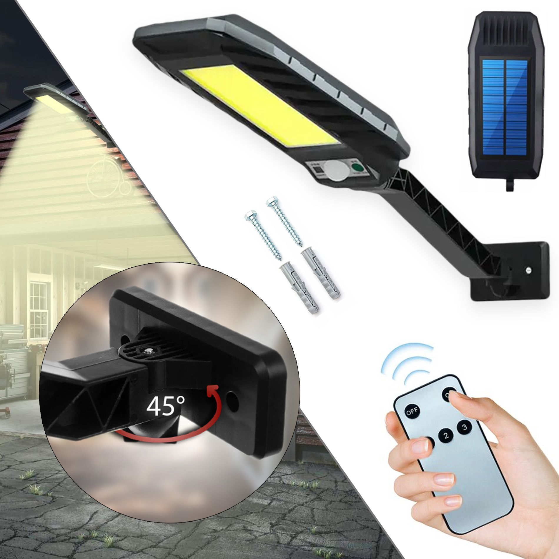 Lampa Solarna Led Z Czujnikiem Ruchu Toolight Rsl018 Czarny