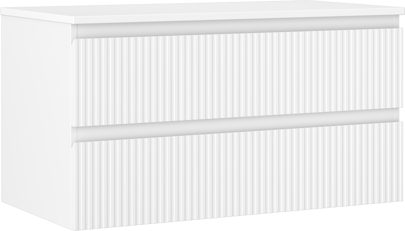 Mexen Rivel szafka łazienkowa podumywalkowa 90 cm z blatem, 2 szuflady, ryflowana , biała mat - 91A20-09047-2-BFFC01