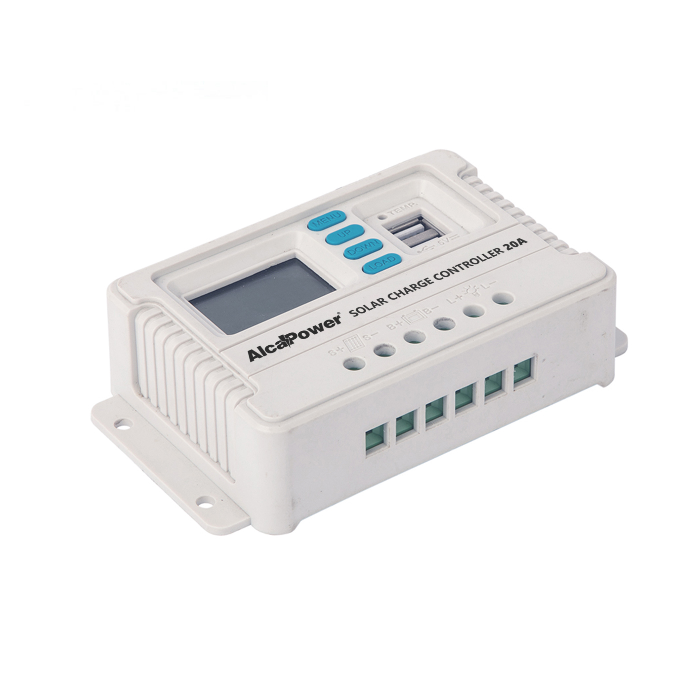Alcapower Regulator ładowania słonecznego PWM 20A 12V/24V, auto rozpoznawanie, podwójne wyjście USB, ochrona IP22