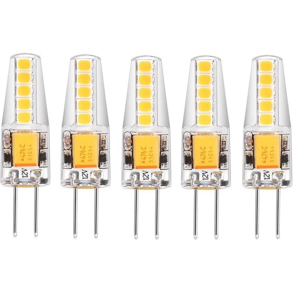 Żarówki LED G4, opakowanie 5 sztuk, 2700K, AC/DC 12V, 3W, 200 lumenów, mogą zastąpić żarówki halogenowe G4 20W.
