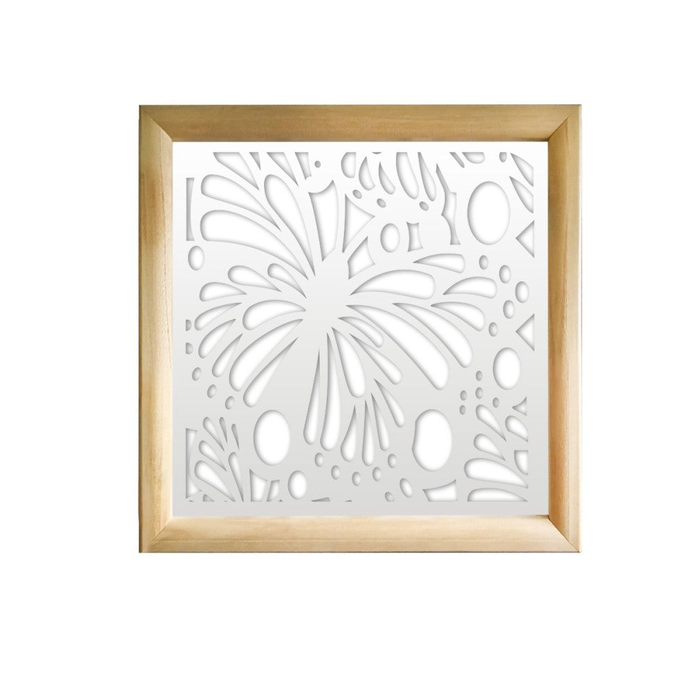 MOTYL - Kwadratowe moduły dekoracyjne z drewna i PVC - Rozmiar 48x48 cm - Grubość 47 mm - Kolor wewnętrzny BIAŁY