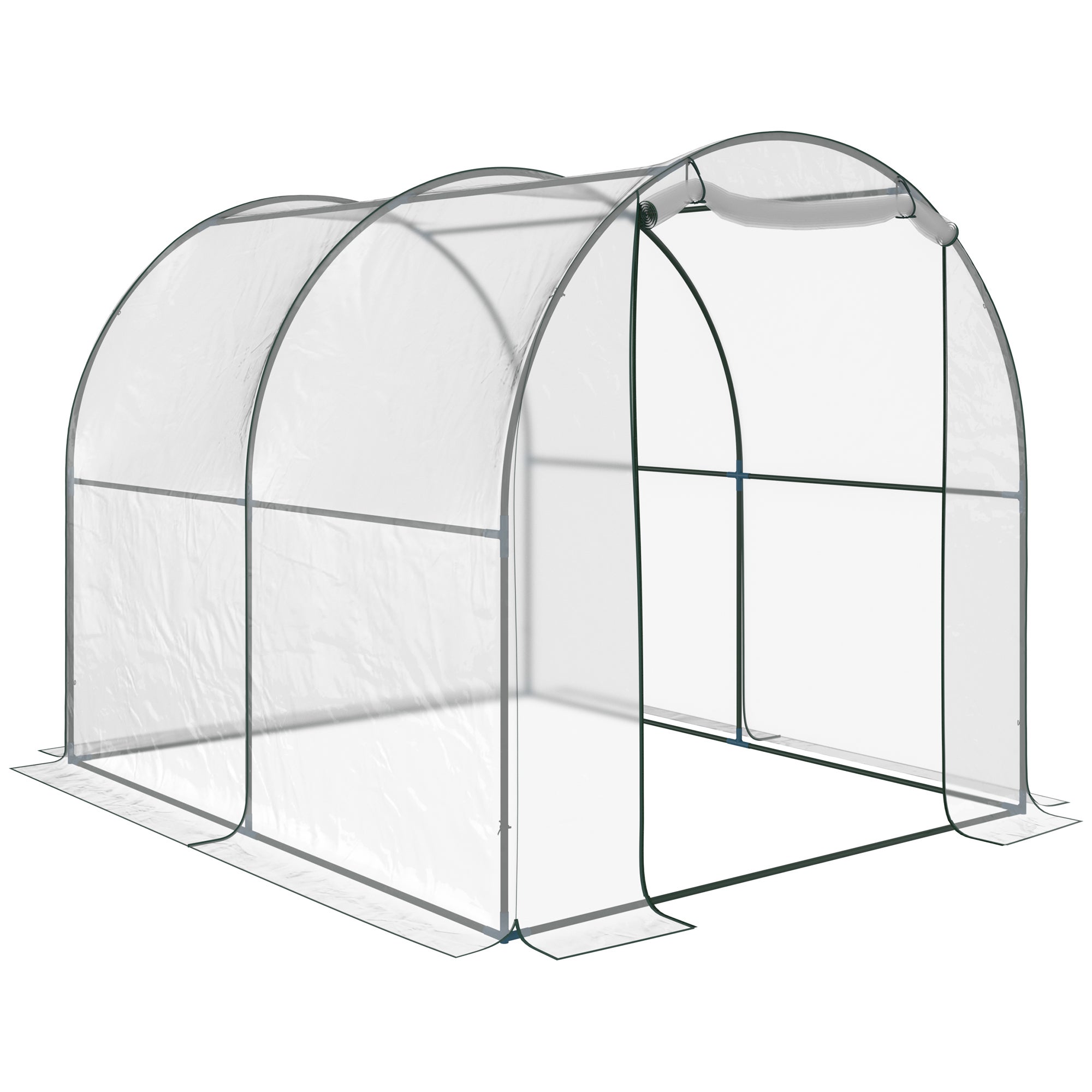 wejściowy tunel foliowy szklarnia z zwijane drzwi przezroczysty tunel foliowy ze staliowa rama i PVC pokrowiec, 2.5 x 2m