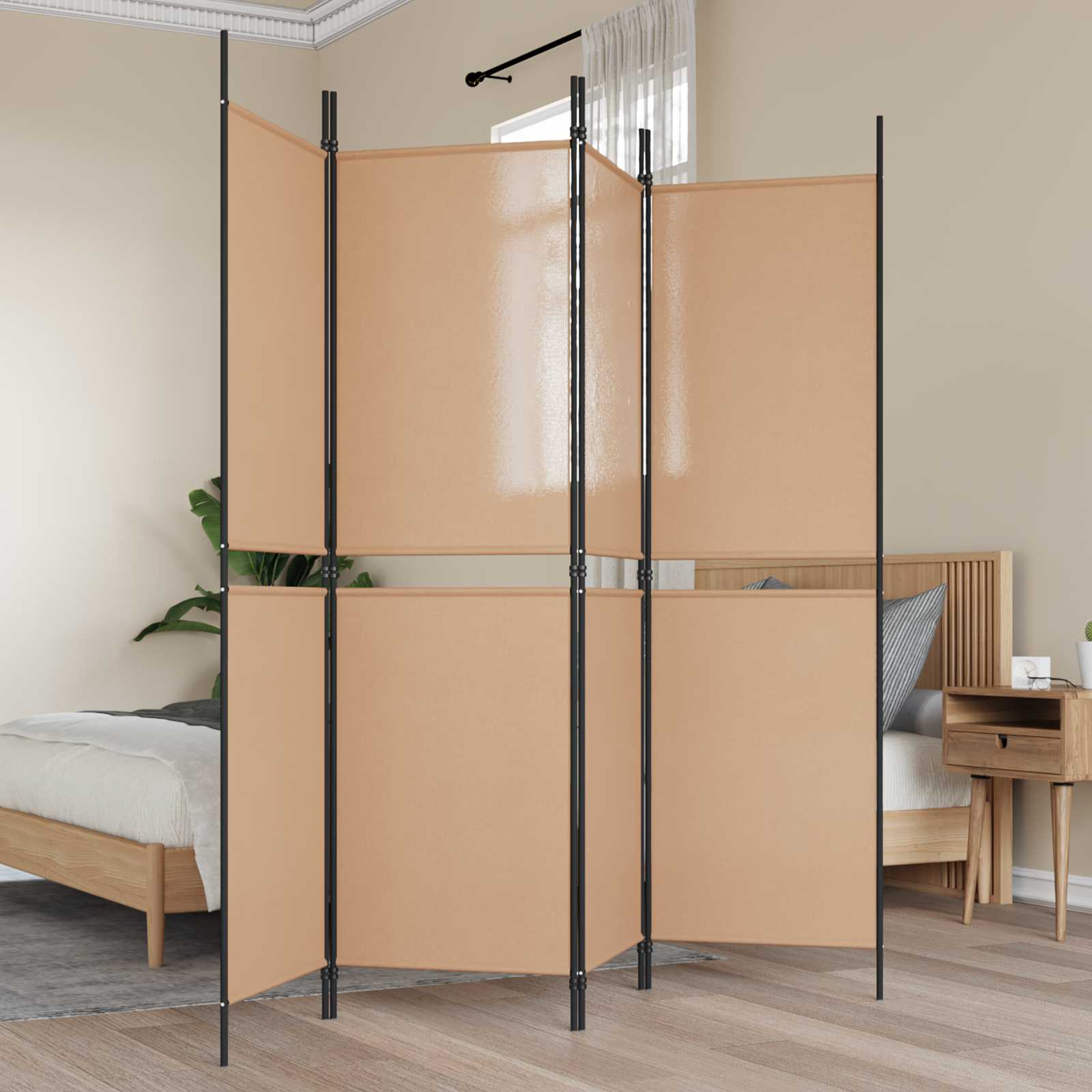4-panełowy parawan Beżowy 200 x 180 cm tkanina vidaXL