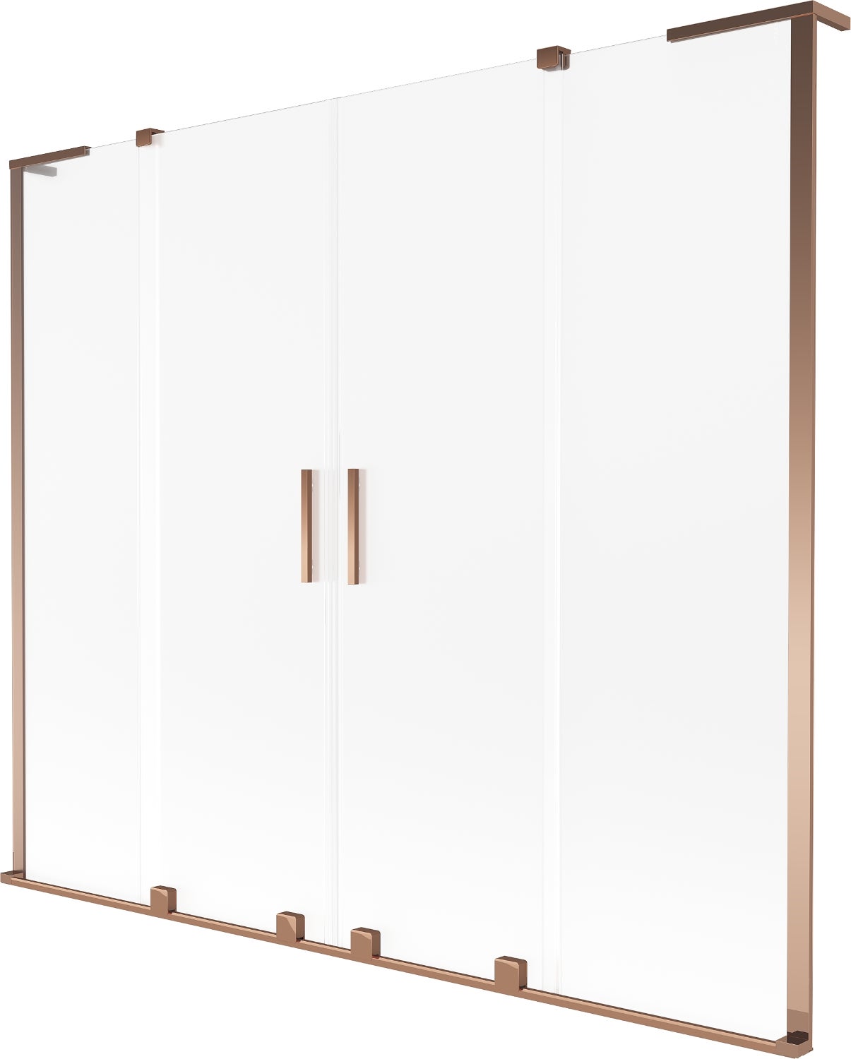 Mexen Velar L Duo parawan nawannowy 2-skrzydłowy rozsuwany 200 x 150 cm, szron, różowe złoto - 896-200-003-32-60