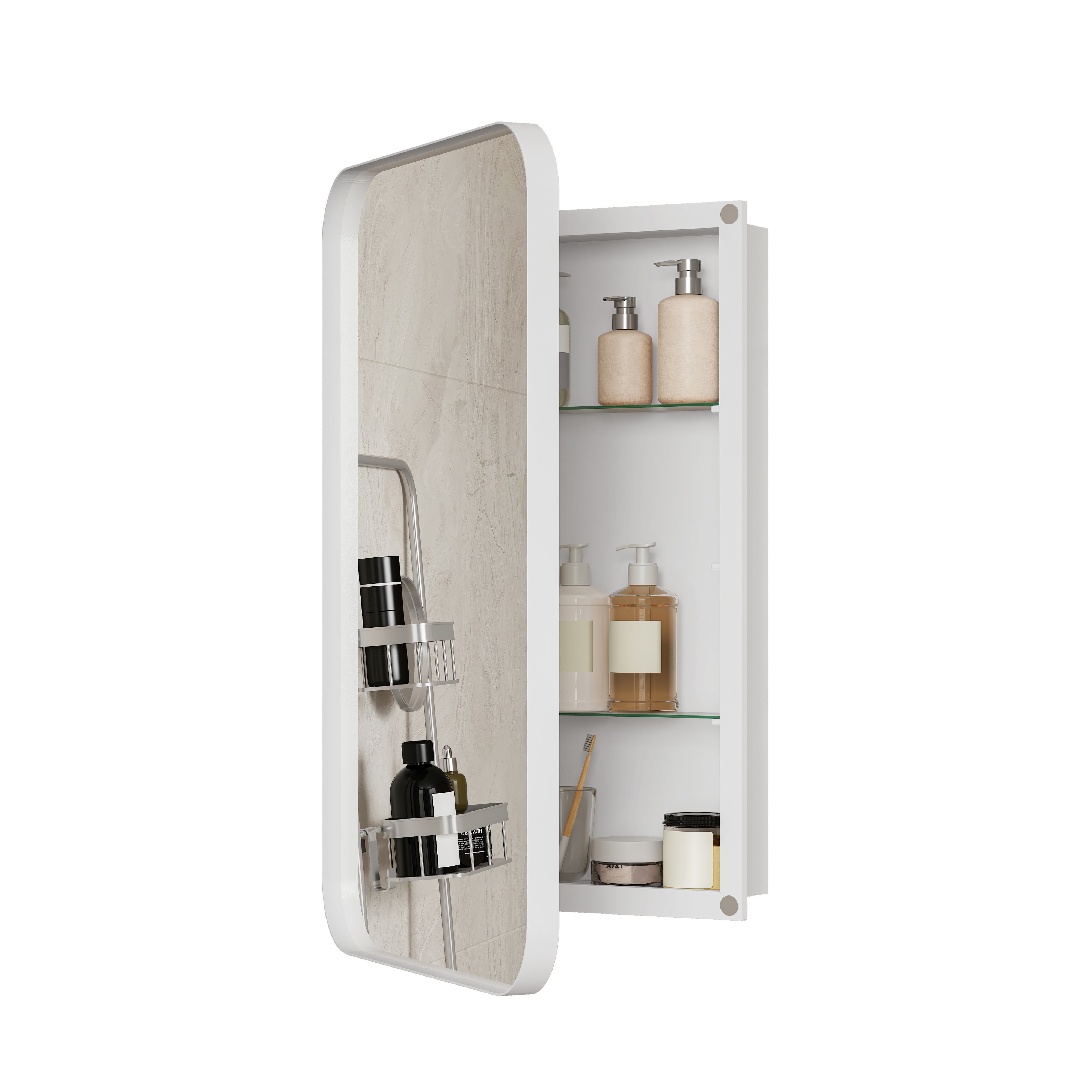 Szafa z lustrem 85x51cm Lustro z szufladami do łazienki, salonu i sypialni kwadratowe eleganckie Białe
