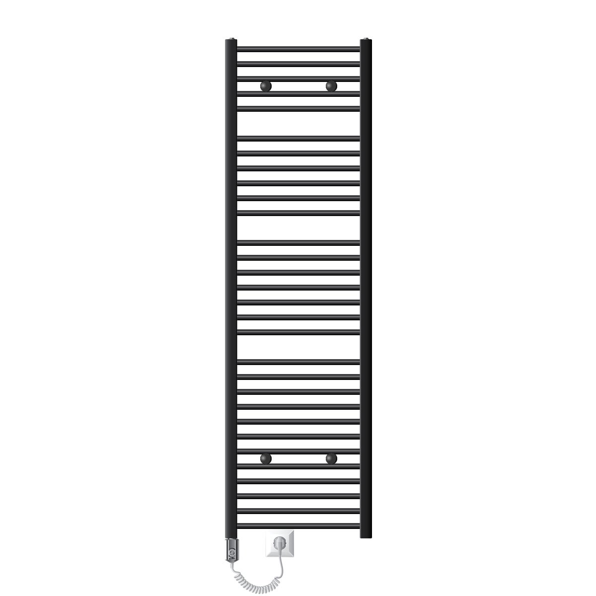 ECD Germany Grzejnik lazienkowy elektryczny z elementem grzejnym o wysokiej mocy 1200W - 500 x 1800 mm - antracyt - prosty z podlaczeniem bocznym -