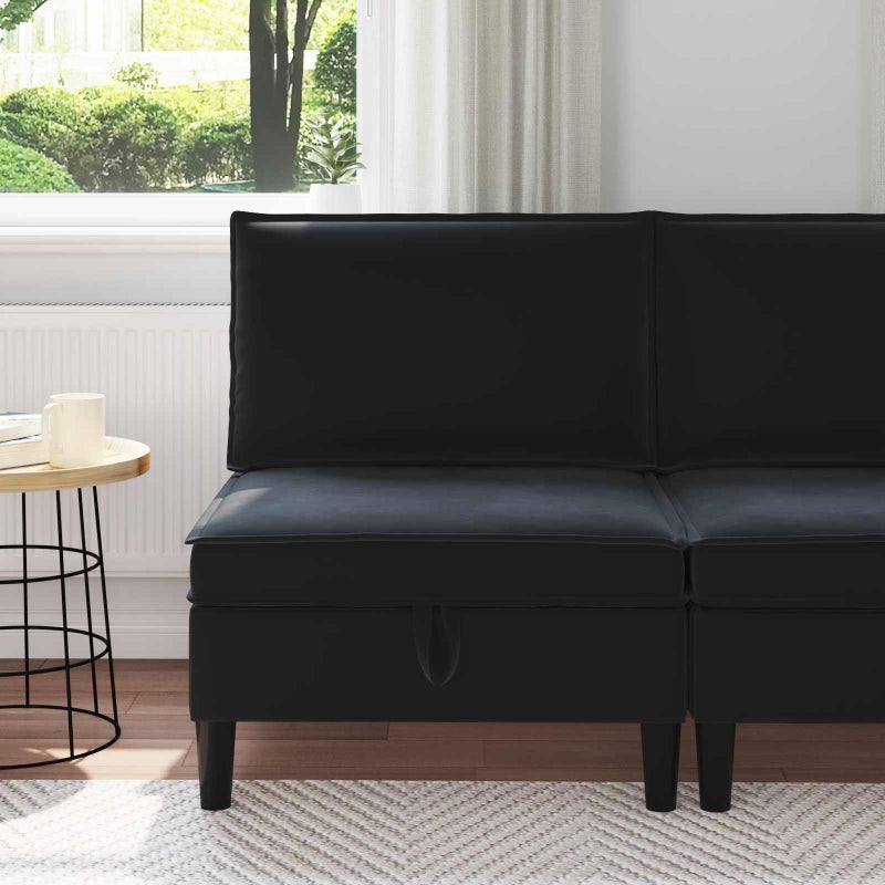 Środkowa sofa z miejscem do przechowywania Czarny Welur vidaXL
