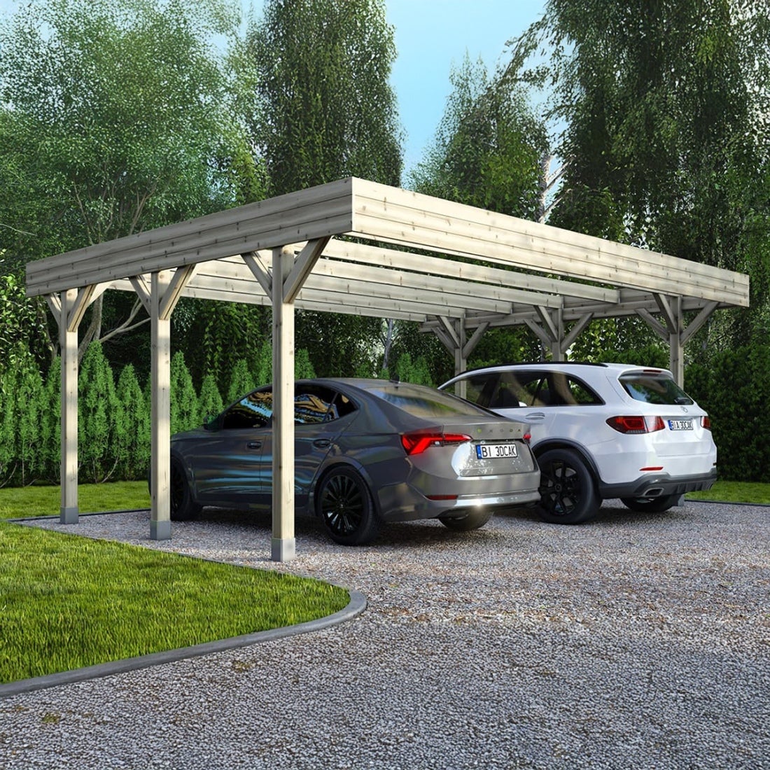 Carport Wiata garażowa ALTANKA 6,06x5,03 m - 30,48 m2, drewniana, CAR5, 1szt.