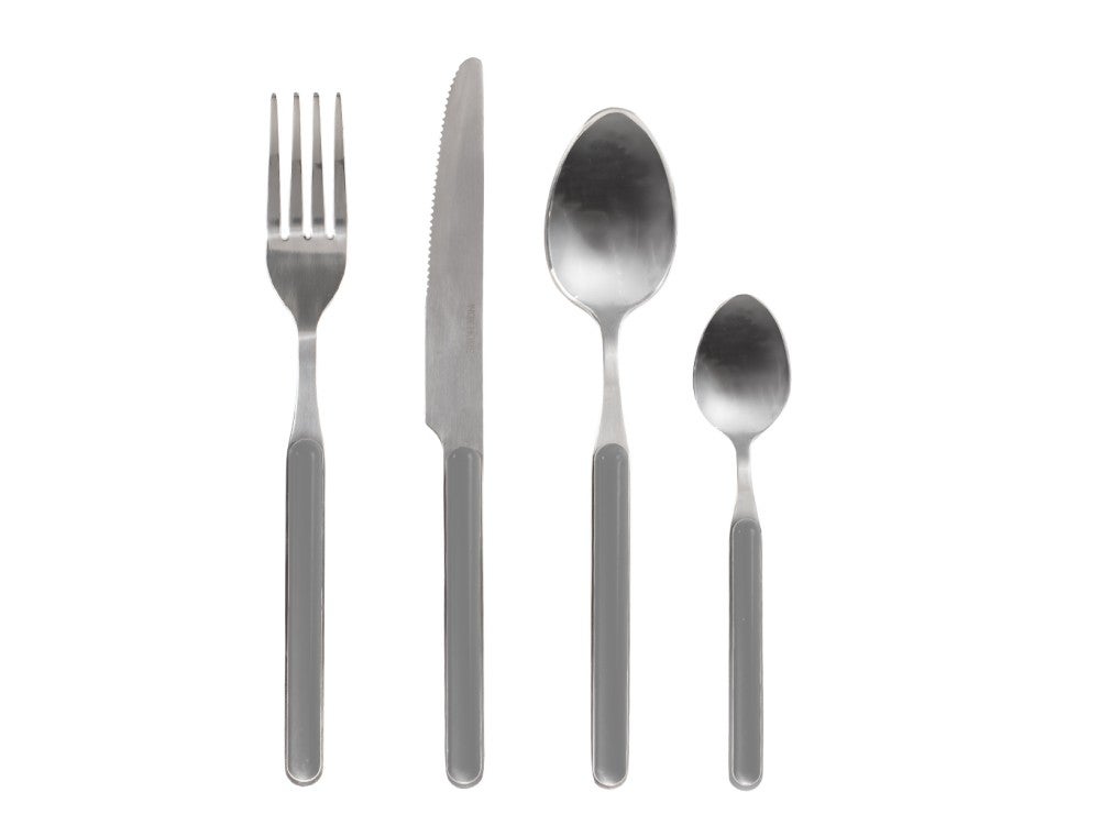 Conjunto de talheres HOME Domo de 24 peÃ§as em aÃ§o inoxidÃ¡vel com cabo de plÃ¡stico cinza