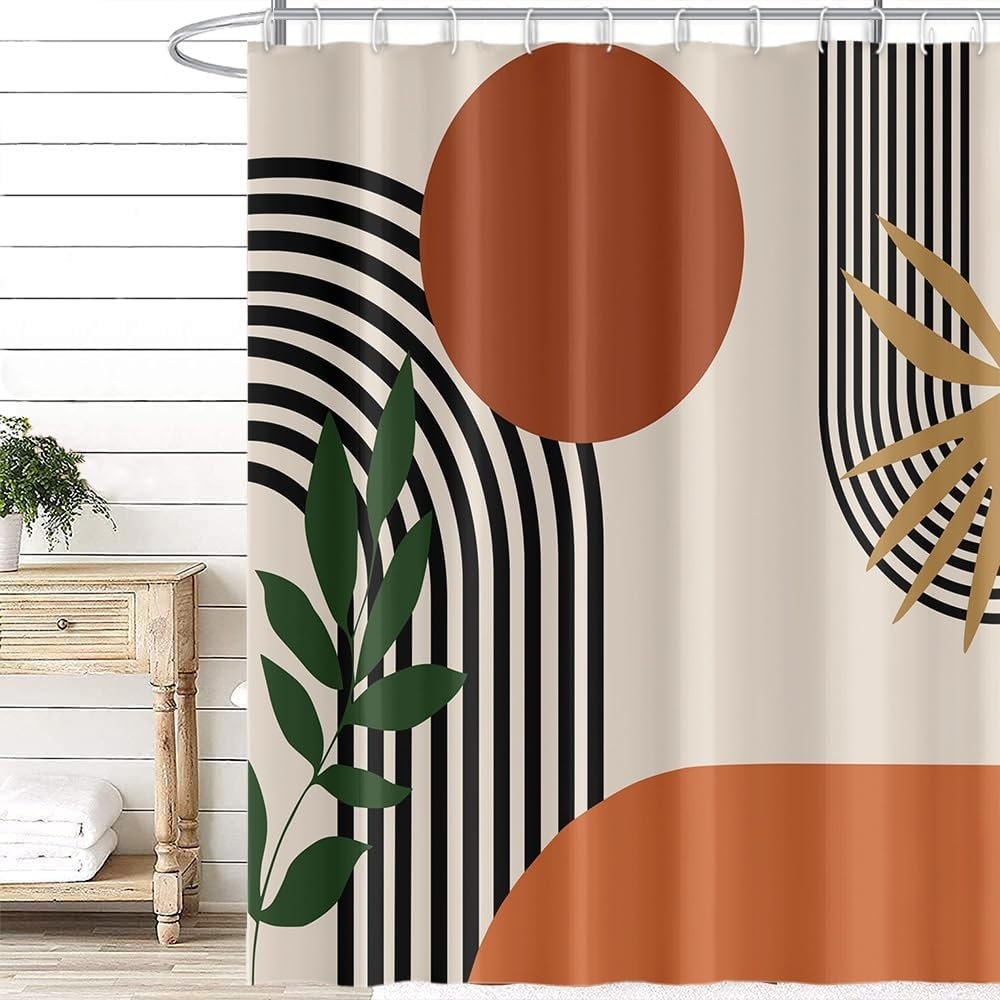 Zasłona prysznicowa antypleśniowa 180x200cm, styl boho, wodoodporna, z 12 haczykami