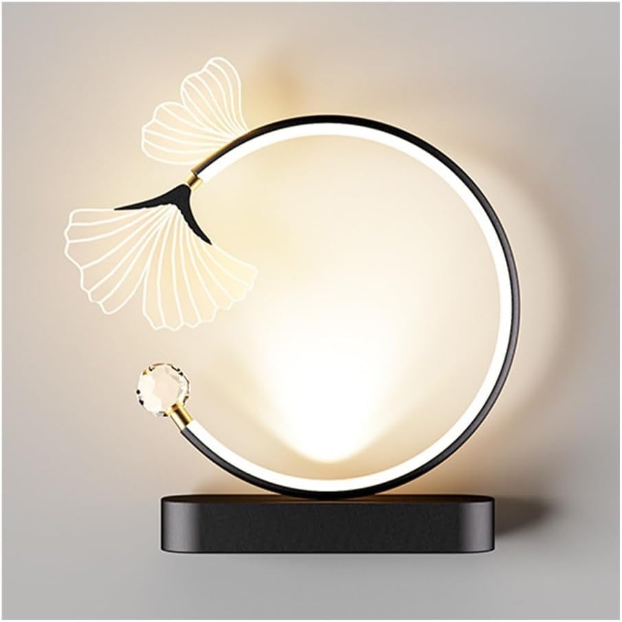 Nowoczesna okrągła aluminiowa lampa ścienna, okrągła lampa ścienna, odpowiednia do sypialni, salonów i korytarzy (czarna, trójkolorowe światło).