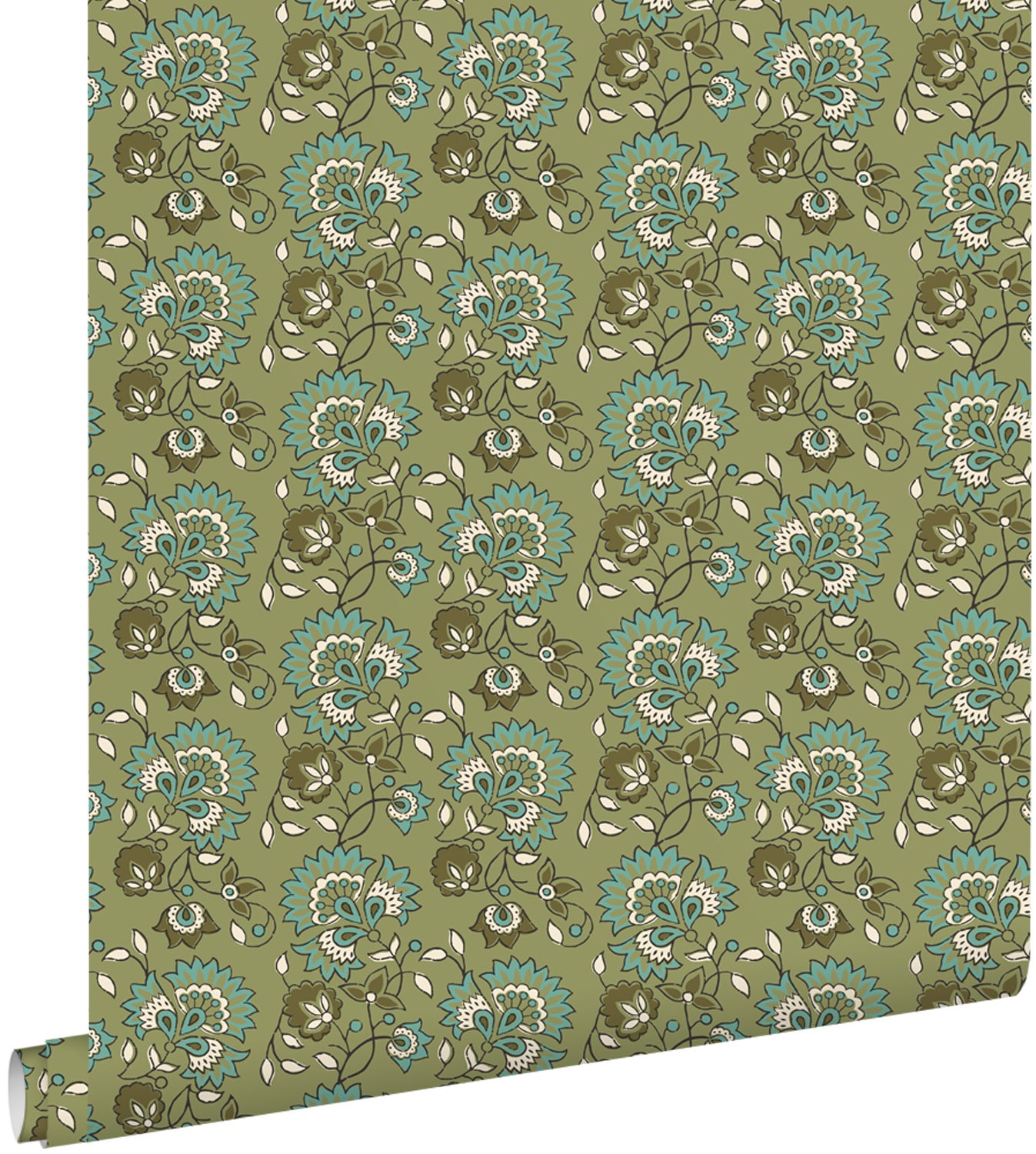 Tapeta zabytkowe kwiaty zielony - 50 x 900 cm - ESTAHOME
