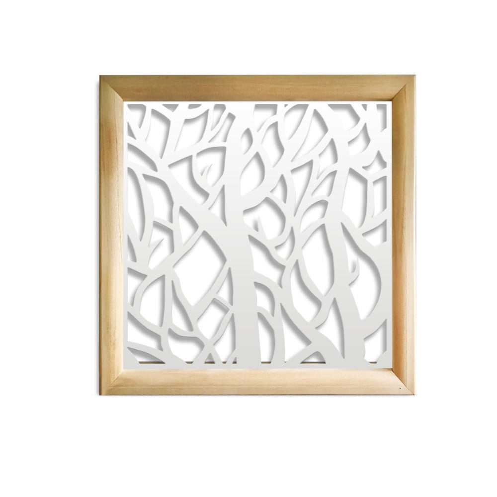 FOREST - Kwadratowe moduły dekoracyjne z drewna i PVC - Rozmiar 48x48 cm - Grubość 47 mm - Kolor wewnętrzny BIAŁY