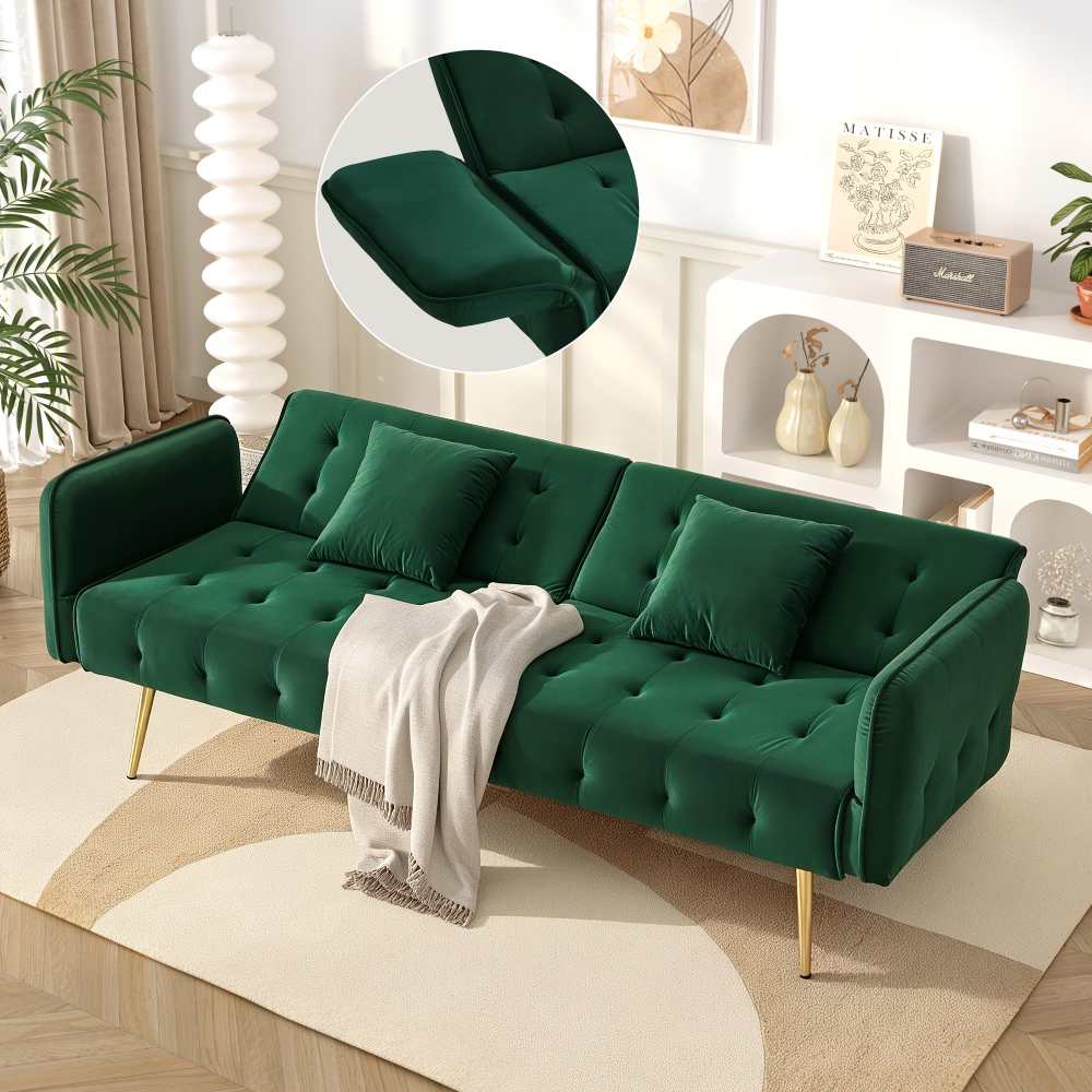 Wielofunkcyjna sofa 2-osobowa z funkcją spania – regulowane oparcie, podłokietniki z regulacją w wielu pozycjach, tapicerka welurowa