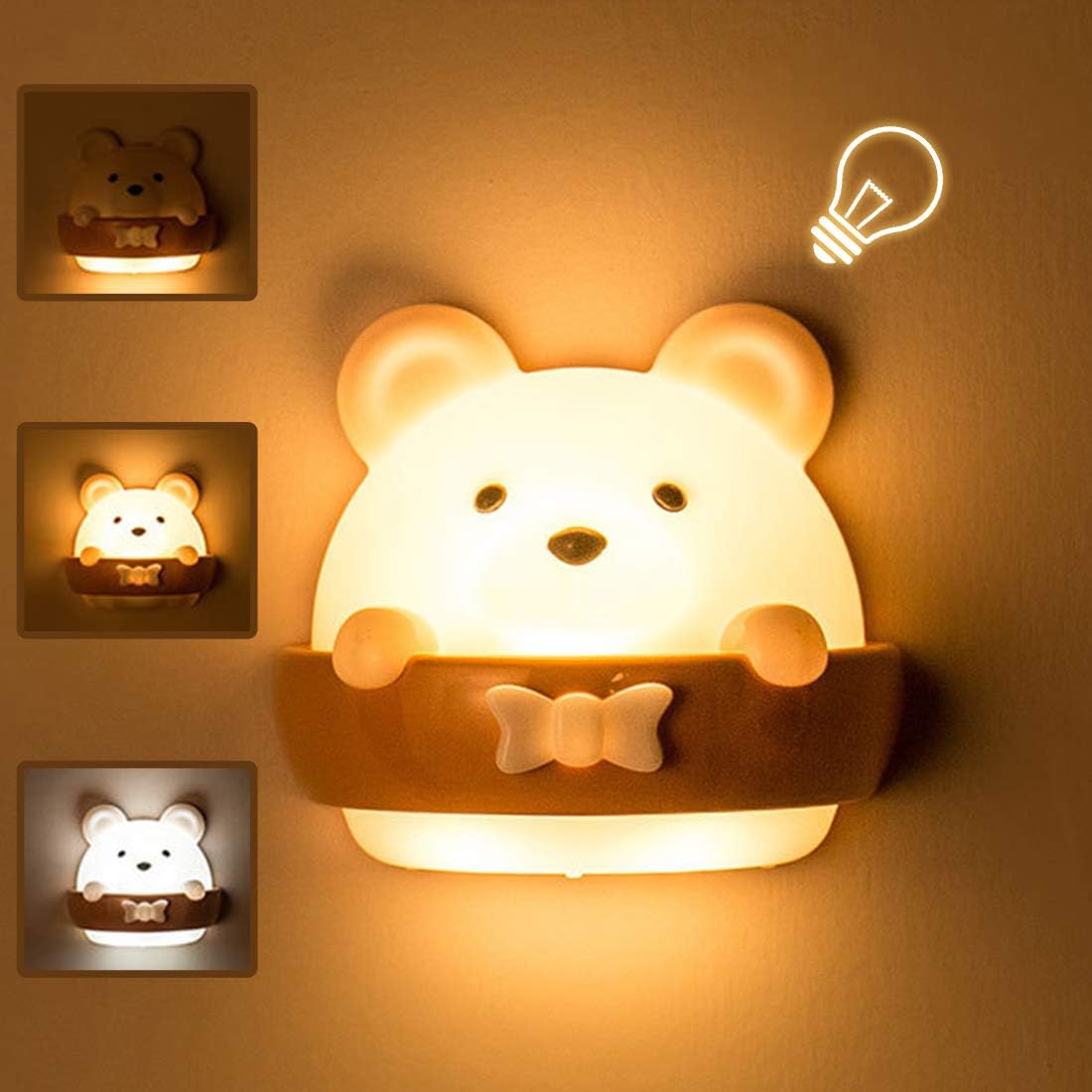 LEMROE Lampka Nocna dla Niemowląt, Lampka Nocna do Sypialni, Przenośna Lampka Nocna dla Dzieci, Lampka Nocna z ładowaniem USB, do Snu i Relaksu