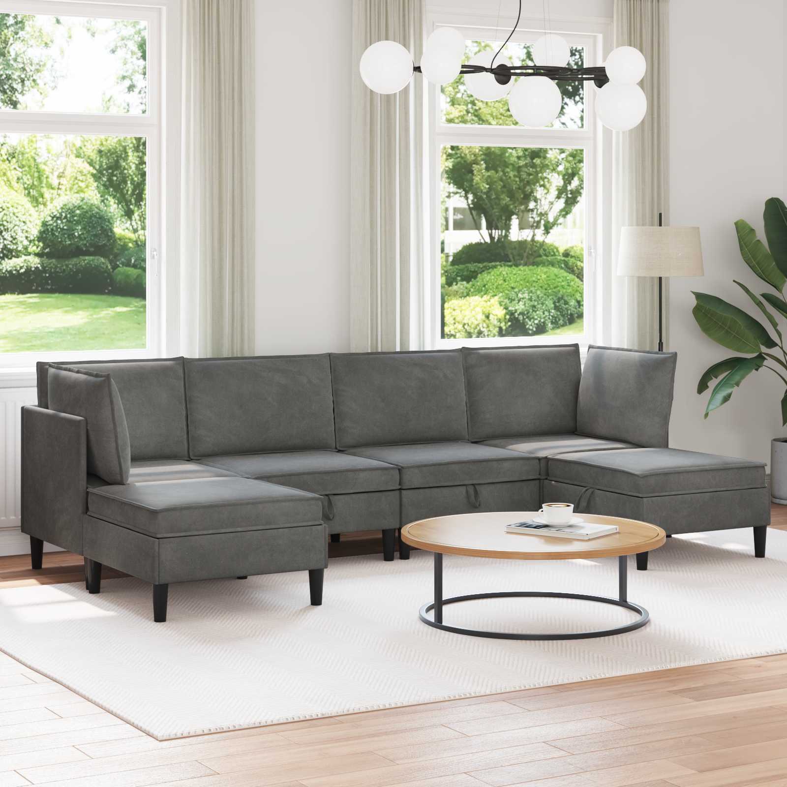 Zestaw mebli do salonu z poduszką 6 pcs ciemnoszary Welur vidaXL